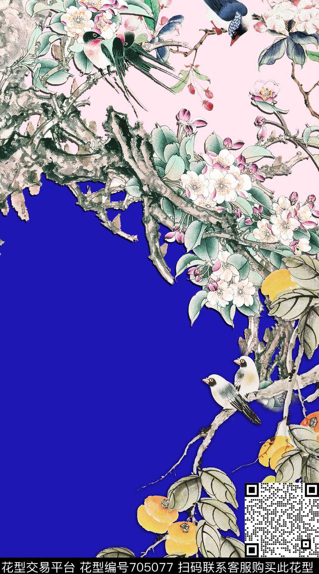 中国风国画花鸟数码印花华亿平台下载（图片编号: 705077） - 瓦栏（Walan）