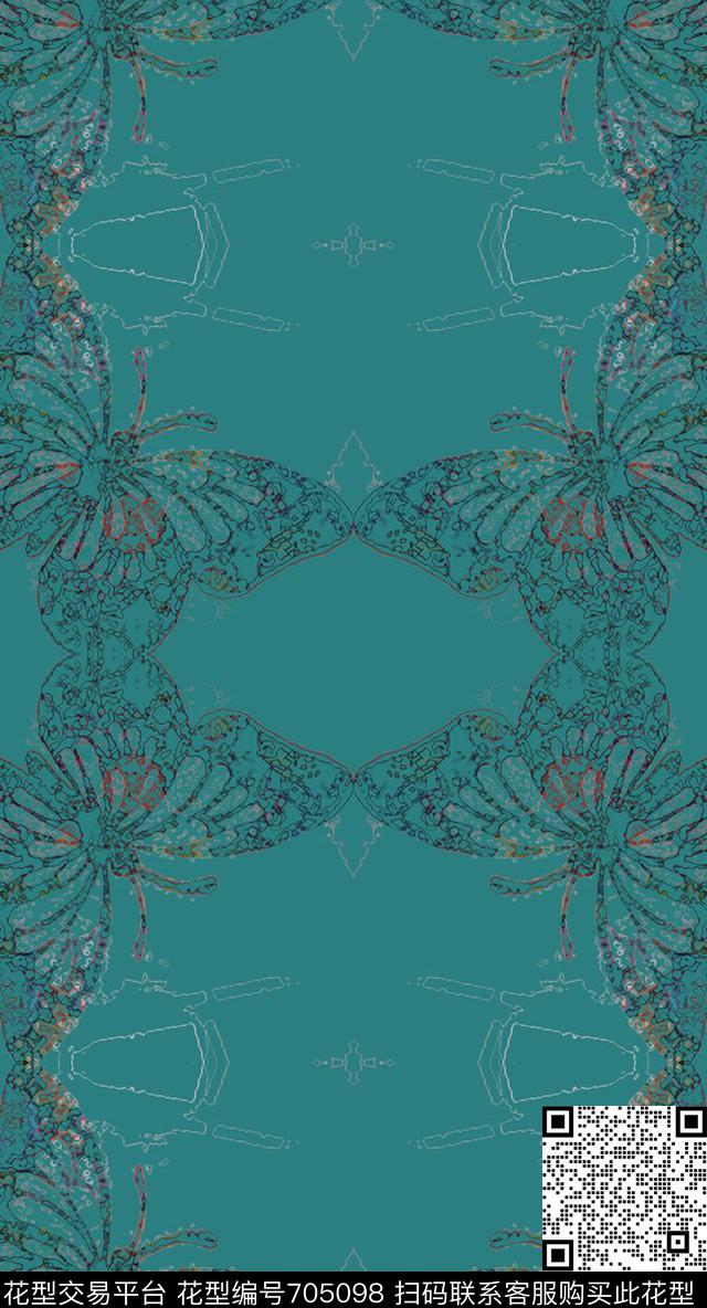 蝴蝶艺象鸟昆虫图案手绘花卉意向元素传统印花华亿平台下载（图片编号: 705098） - 瓦栏（Walan）