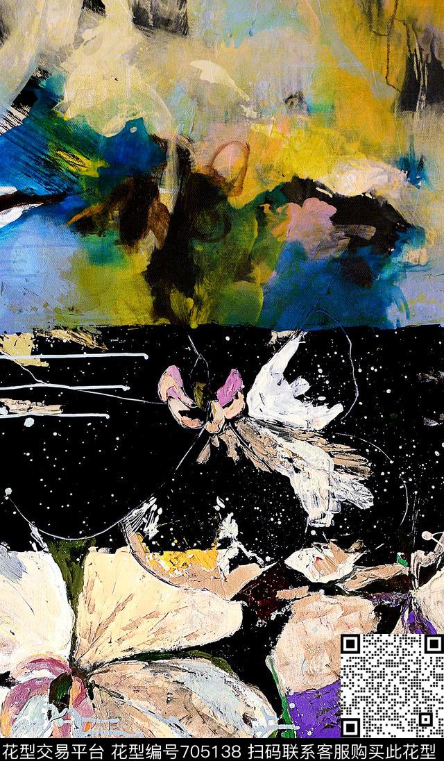 花朵花卉复古数码印花华亿平台下载（图片编号: 705138） - 瓦栏（Walan）
