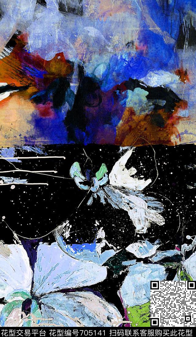 花朵花卉复古数码印花华亿平台下载（图片编号: 705141） - 瓦栏（Walan）