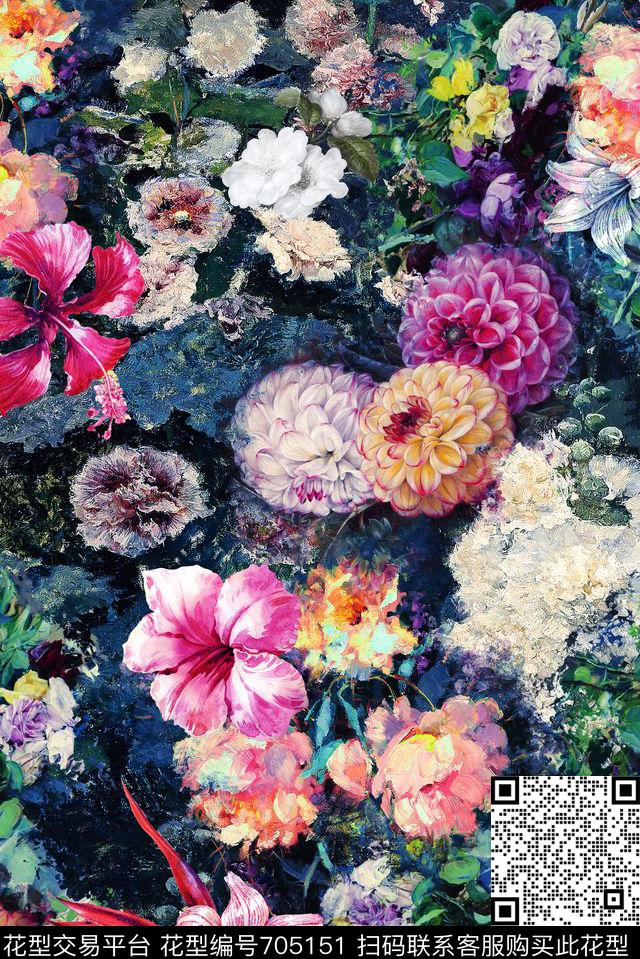 抽象肌理油画数码印花华亿平台下载（图片编号: 705151） - 瓦栏（Walan）