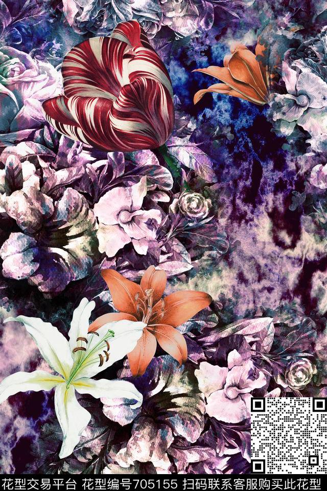 肌理油画底纹数码印花华亿平台下载（图片编号: 705155） - 瓦栏（Walan）