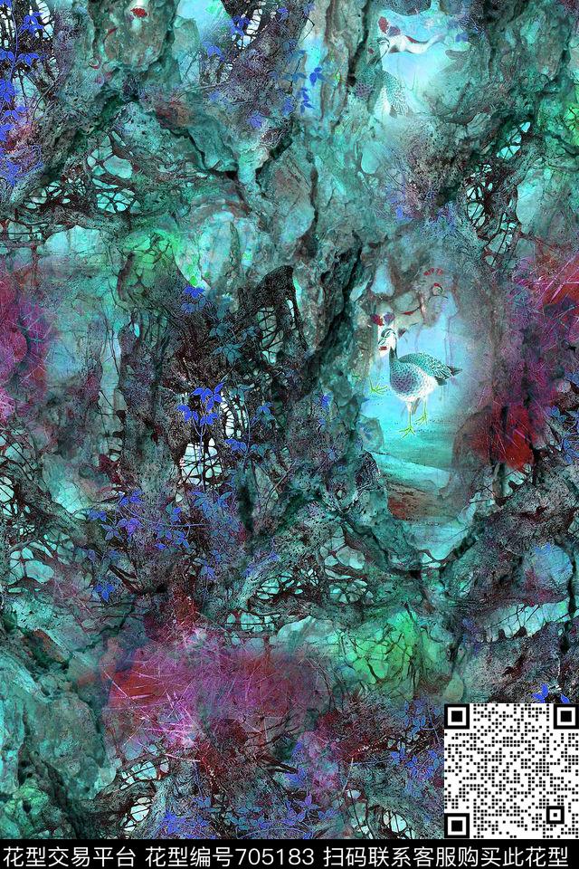 树皮抽象肌理图案怀旧复古风景数码印花华亿平台下载（图片编号: 705183） - 瓦栏（Walan）