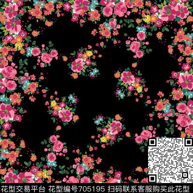 丝巾方巾花卉碎花传统印花华亿平台下载（图片编号: 705195） - 瓦栏（Walan）
