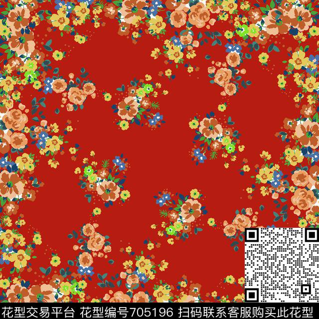丝巾方巾花卉碎花传统印花华亿平台下载（图片编号: 705196） - 瓦栏（Walan）