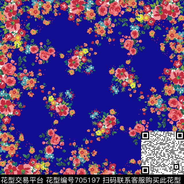 丝巾方巾花卉碎花传统印花华亿平台下载（图片编号: 705197） - 瓦栏（Walan）