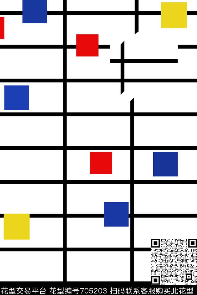 色块几何线条传统印花华亿平台下载（图片编号: 705203） - 瓦栏（Walan）