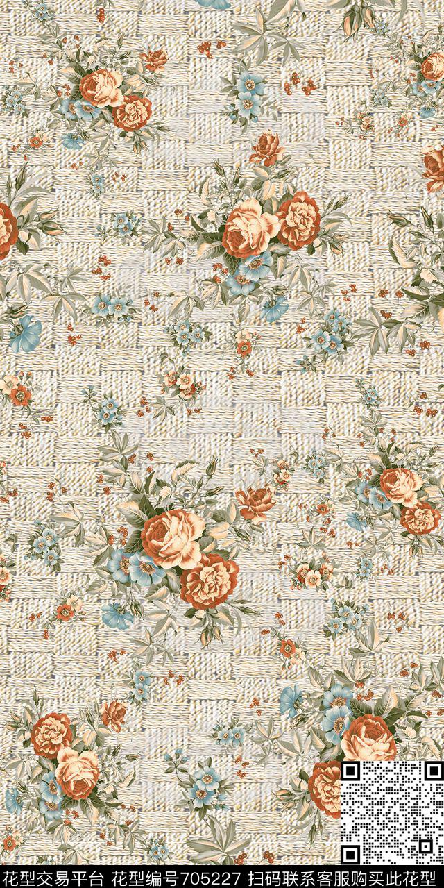 布袋肌理文艺花卉数码印花华亿平台下载（图片编号: 705227） - 瓦栏（Walan）