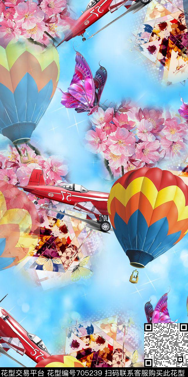 热气球炫光清爽数码印花华亿平台下载（图片编号: 705239） - 瓦栏（Walan）