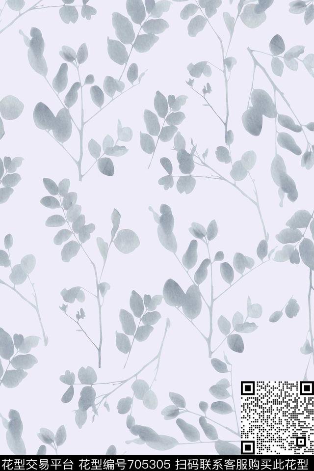抽象手绘满版树叶最新高清数码水彩纹理时尚潮流大牌复古欧美风女装花数码印花华亿平台下载（图片编号: 705305） - 瓦栏（Walan）