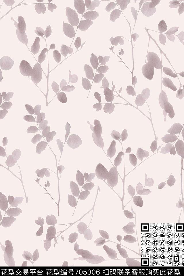 抽象手绘满版树叶最新高清数码水彩纹理时尚潮流大牌复古欧美风女装花数码印花华亿平台下载（图片编号: 705306） - 瓦栏（Walan）