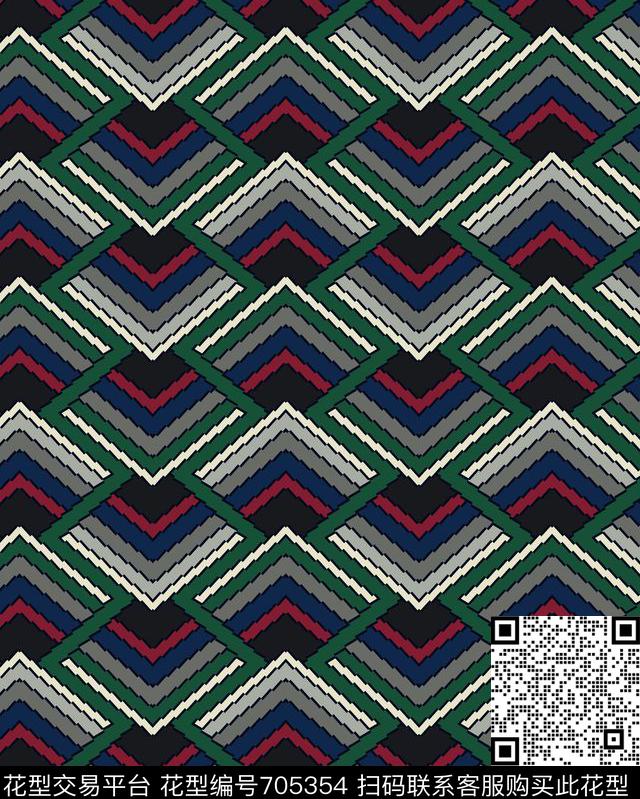 几何简单菱形格子传统印花华亿平台下载（图片编号: 705354） - 瓦栏（Walan）