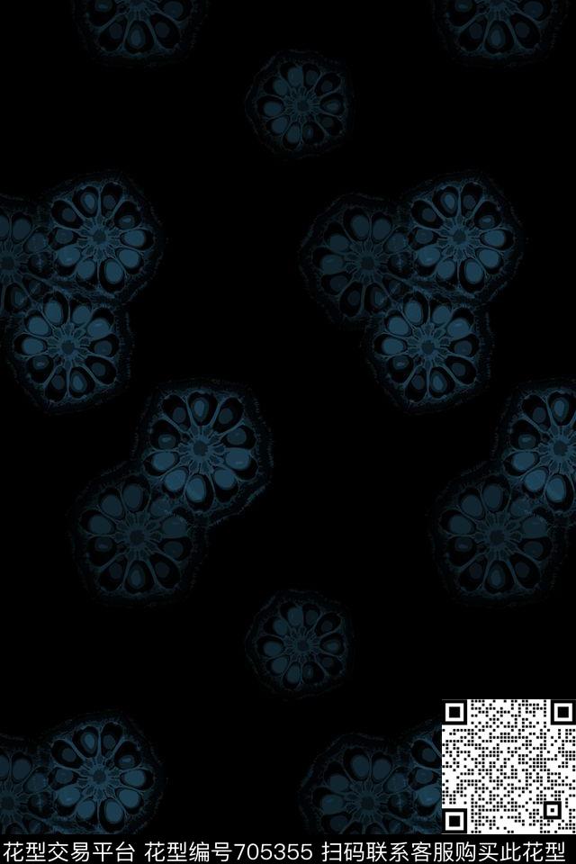 花卉意向休闲时尚抽象图案传统印花华亿平台下载（图片编号: 705355） - 瓦栏（Walan）