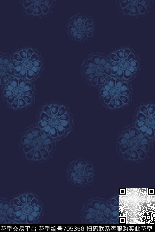 花卉意向休闲时尚抽象图案传统印花华亿平台下载（图片编号: 705356） - 瓦栏（Walan）