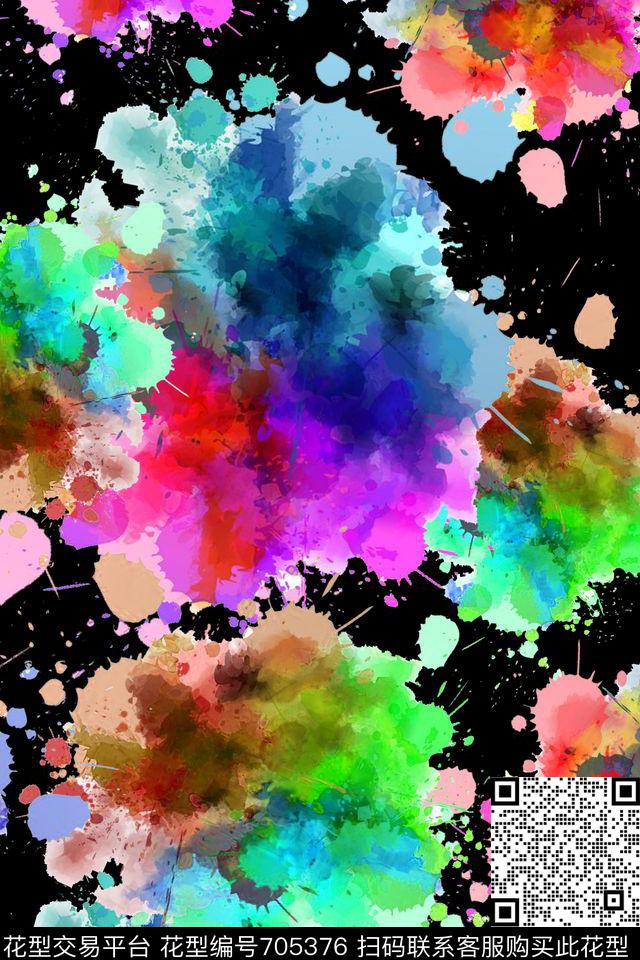 肌理个性泼墨笔刷炫彩滴墨数码印花华亿平台下载（图片编号: 705376） - 瓦栏（Walan）