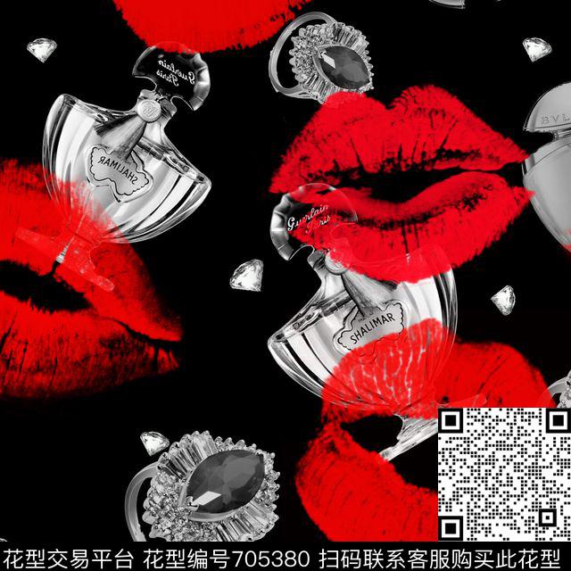 个性红唇珠宝香水数码印花华亿平台下载（图片编号: 705380） - 瓦栏（Walan）