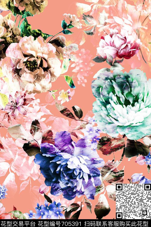 春夏抽象水彩数码印花华亿平台下载（图片编号: 705391） - 瓦栏（Walan）