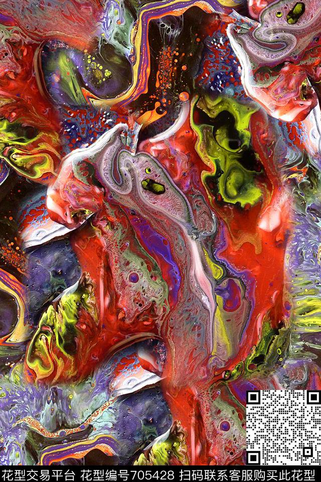 抽象手绘几何油画水彩印花时尚潮流欧美大牌复古女装夹克外套印花男装潮流卫衣印花数码印花华亿平台下载（图片编号: 705428） - 瓦栏（Walan）