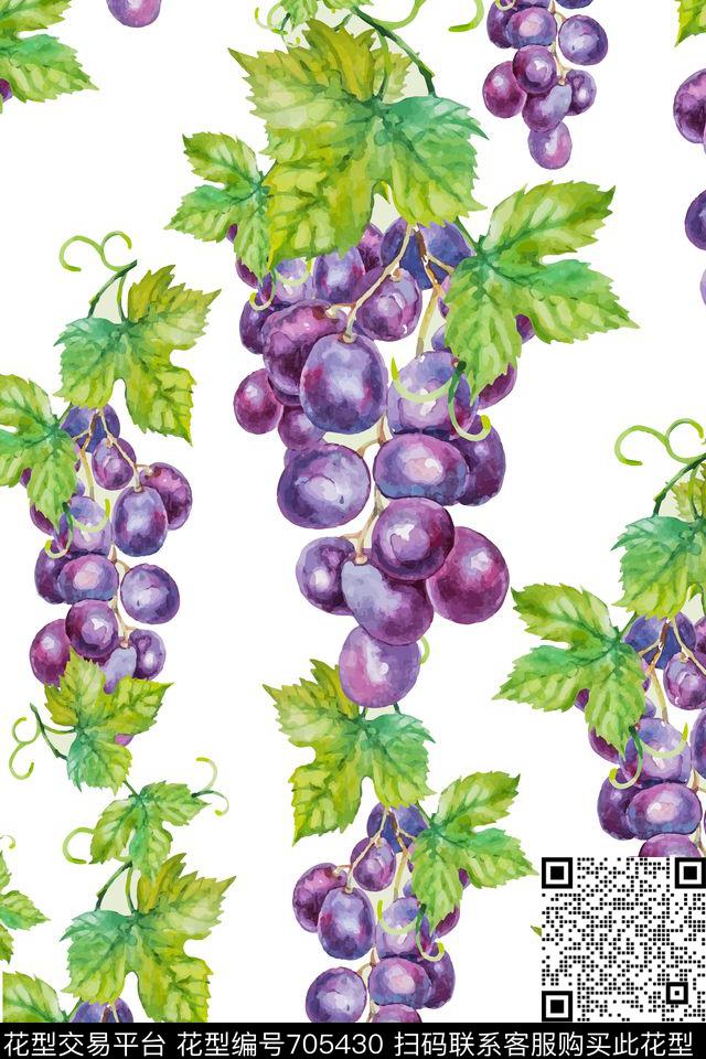 小碎花花朵复古葡萄数码印花华亿平台下载（图片编号: 705430） - 瓦栏（Walan）