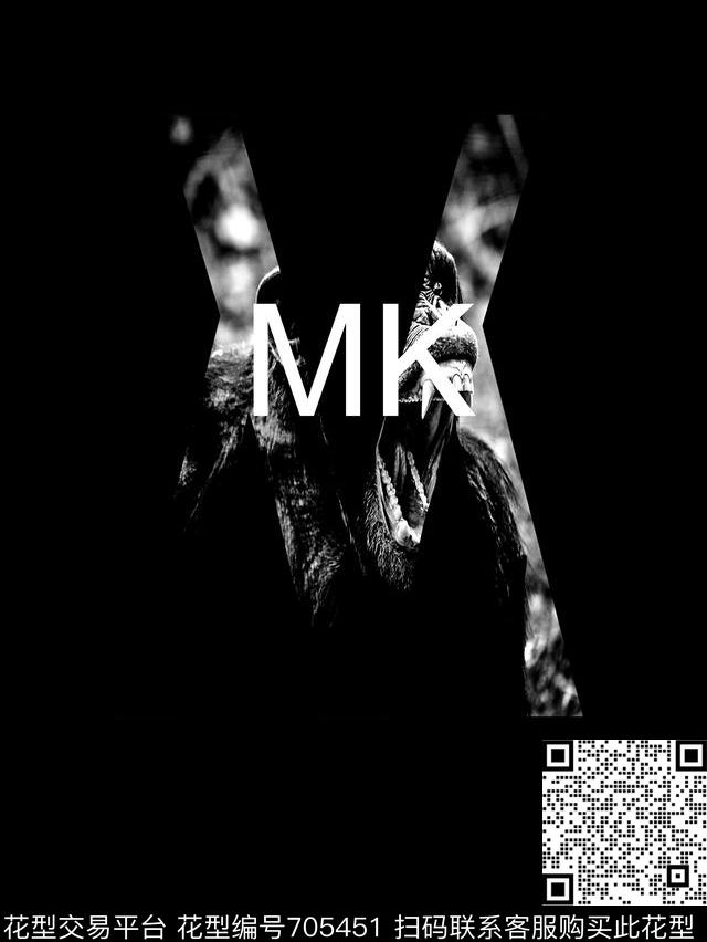 抽象手绘几何猴子印花时尚潮流男装复古T恤卫衣定位印花字母数码印花华亿平台下载（图片编号: 705451） - 瓦栏（Walan）