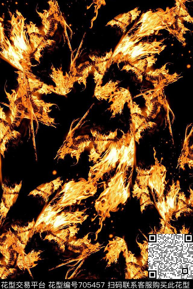 抽象火焰男装满版潮流印花时尚大牌男装外套夹克复古印花几何火焰数码印花华亿平台下载（图片编号: 705457） - 瓦栏（Walan）