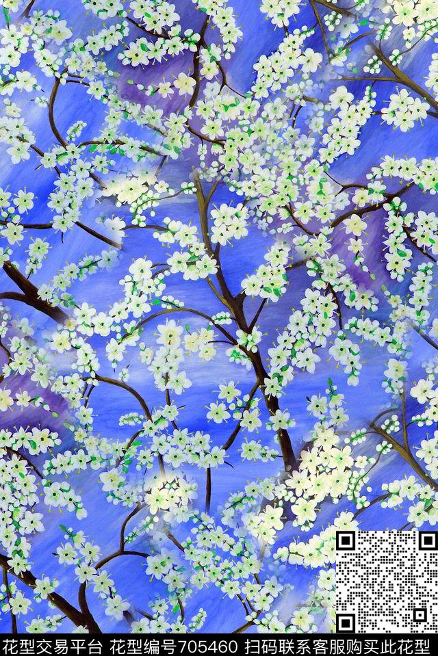 手绘印花植物花卉树数码印花时尚潮流女装夹克外套中国风印花抽象清爽柔和女装泳装印花数码印花华亿平台下载（图片编号: 705460） - 瓦栏（Walan）
