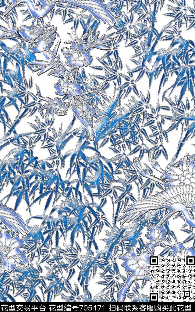 BambooChinesewind数码印花华亿平台下载（图片编号: 705471） - 瓦栏（Walan）