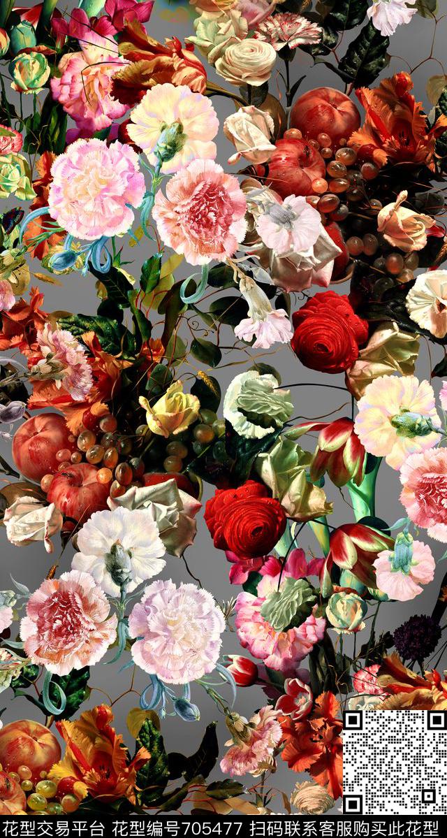 花卉炫彩女装数码印花华亿平台下载（图片编号: 705477） - 瓦栏（Walan）