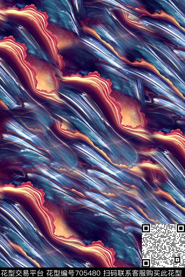 抽象手绘油画肌理纹理印花时尚潮流欧美大牌女装复古夹克印花雪纺真丝绵布料印花数码印花华亿平台下载（图片编号: 705480） - 瓦栏（Walan）