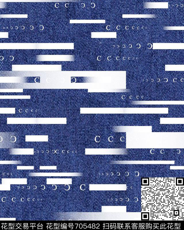 大方几何牛仔纹数码印花华亿平台下载（图片编号: 705482） - 瓦栏（Walan）