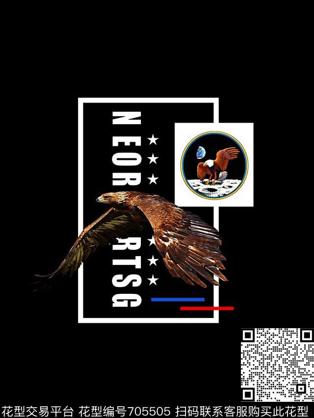 鹰几何男装T恤数码印花华亿平台下载（图片编号: 705505） - 瓦栏（Walan）