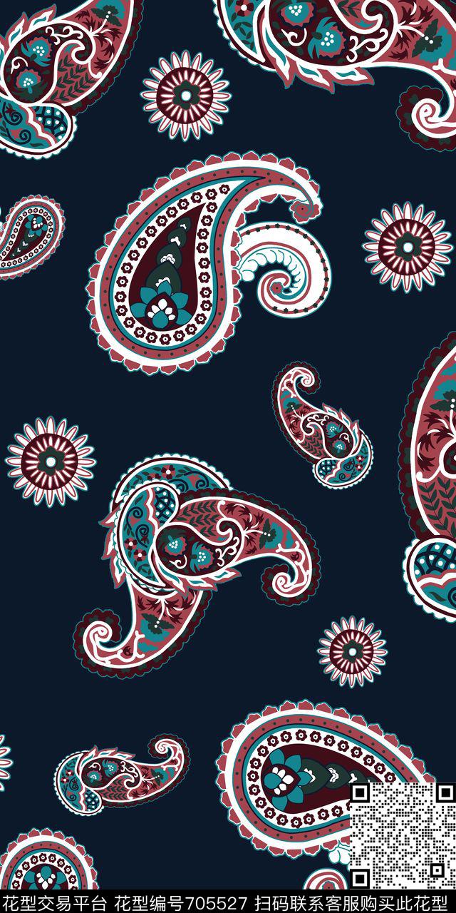 佩斯利手绘腰果传统印花华亿平台下载（图片编号: 705527） - 瓦栏（Walan）