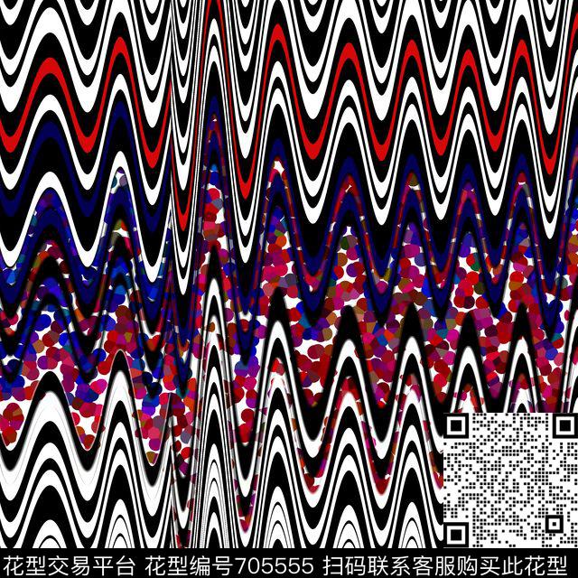 不规则锯齿波浪波浪条纹波浪数码印花华亿平台下载（图片编号: 705555） - 瓦栏（Walan）