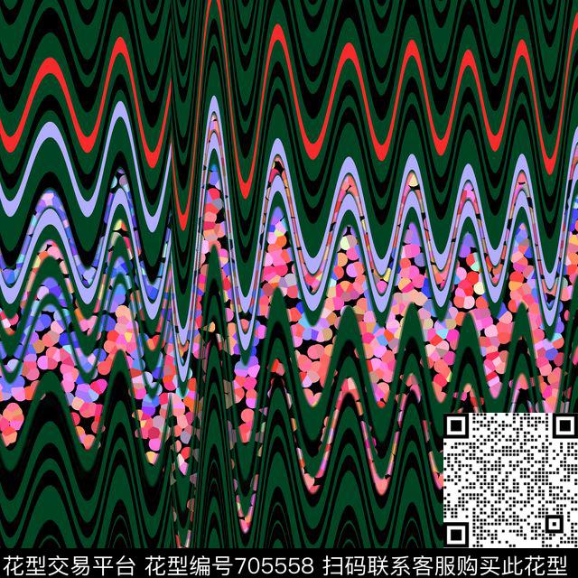不规则锯齿波浪波浪条纹波浪数码印花华亿平台下载（图片编号: 705558） - 瓦栏（Walan）