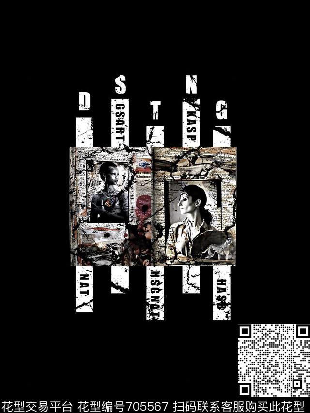 人物像纹理男装T恤数码印花华亿平台下载（图片编号: 705567） - 瓦栏（Walan）