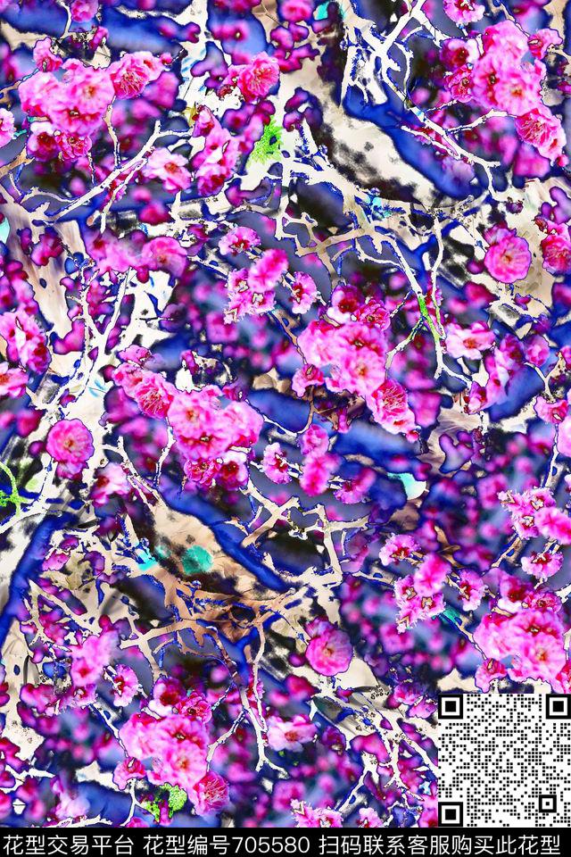 女装复古花卉数码印花华亿平台下载（图片编号: 705580） - 瓦栏（Walan）