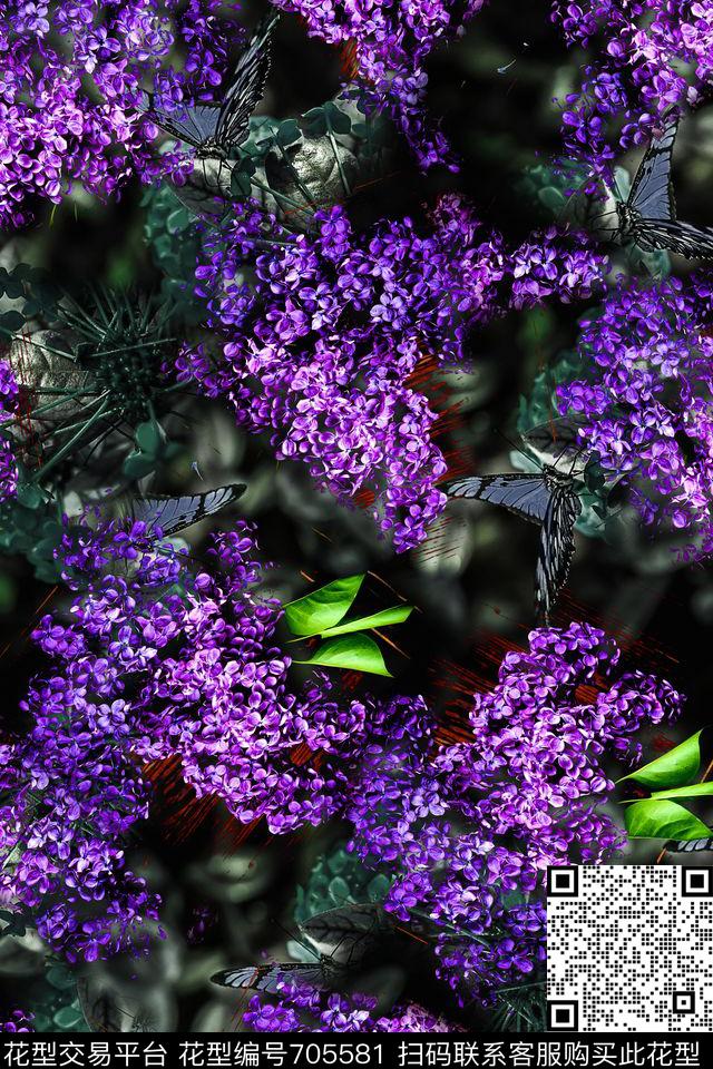 女装复古花卉数码印花华亿平台下载（图片编号: 705581） - 瓦栏（Walan）