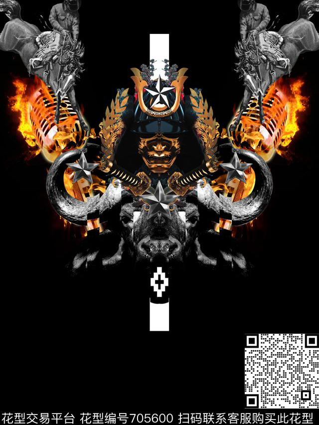 骷髅头抽象欧美数码印花华亿平台下载（图片编号: 705600） - 瓦栏（Walan）