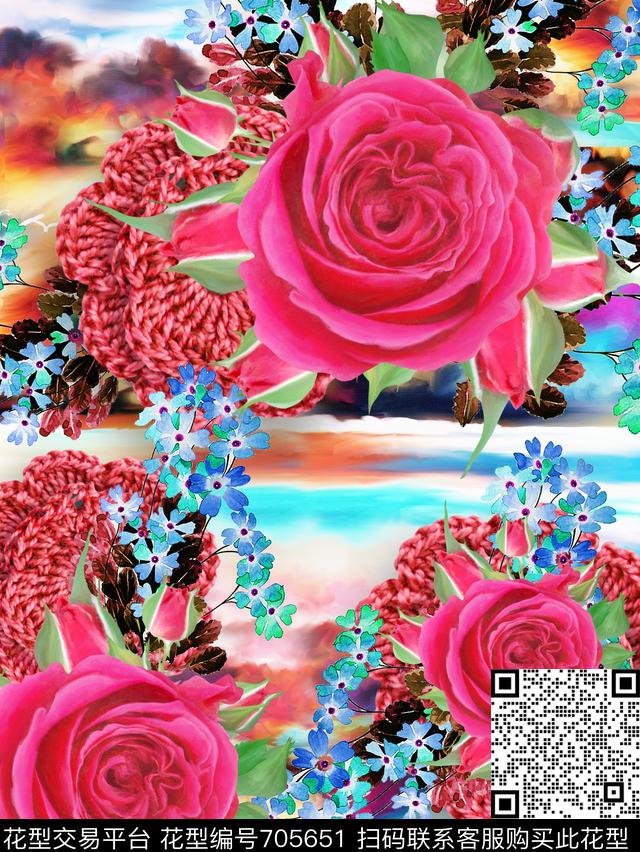 MAX-女装花卉抽象手绘水彩数码印花华亿平台下载（图片编号: 705651） - 瓦栏（Walan）