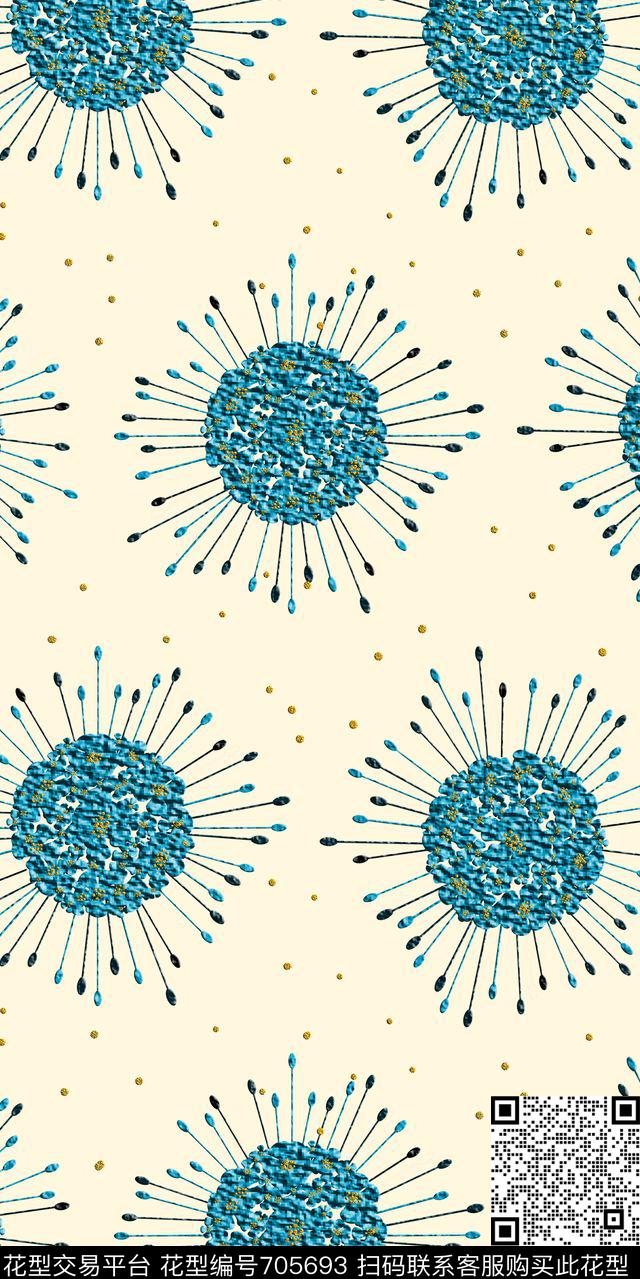 球发射状几何数码印花华亿平台下载（图片编号: 705693） - 瓦栏（Walan）
