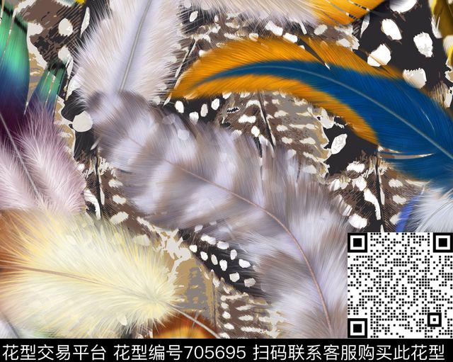 羽毛动物毛孔雀羽毛数码印花华亿平台下载（图片编号: 705695） - 瓦栏（Walan）