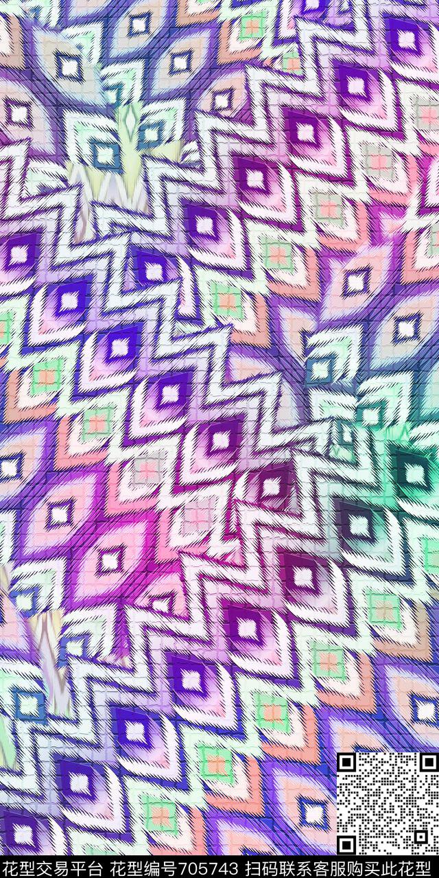 色块条纹抽象数码印花华亿平台下载（图片编号: 705743） - 瓦栏（Walan）