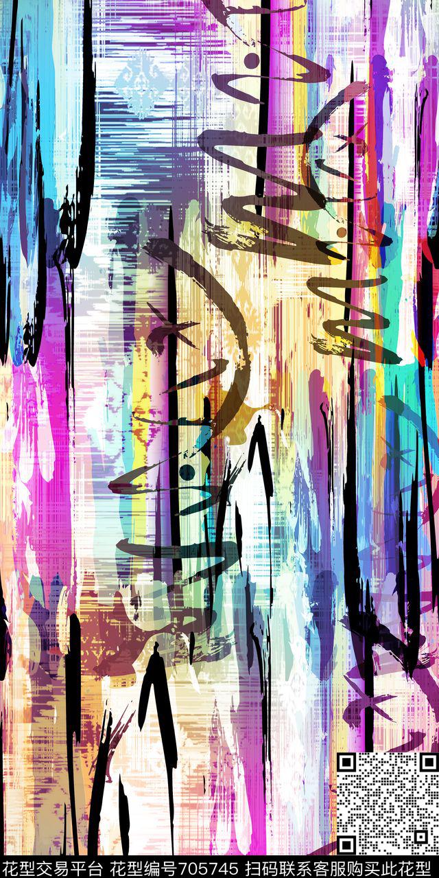 条子条纹色块数码印花华亿平台下载（图片编号: 705745） - 瓦栏（Walan）