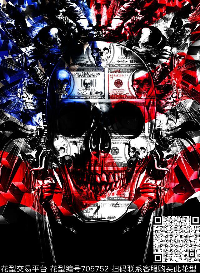 philippplein菲利普普欧美潮牌男装骷颅头数码印花华亿平台下载（图片编号: 705752） - 瓦栏（Walan）