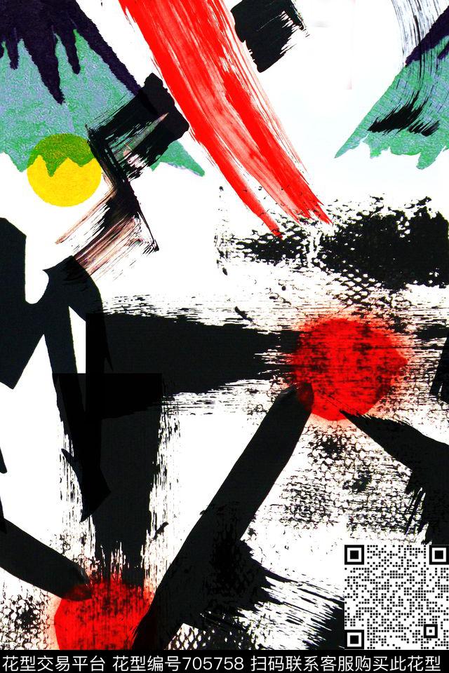 手绘笔刷油画数码印花华亿平台下载（图片编号: 705758） - 瓦栏（Walan）