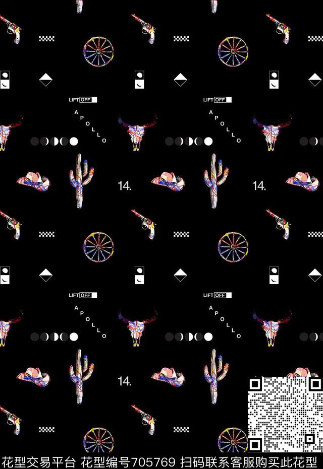 抽象欧美卡通数码印花华亿平台下载（图片编号: 705769） - 瓦栏（Walan）