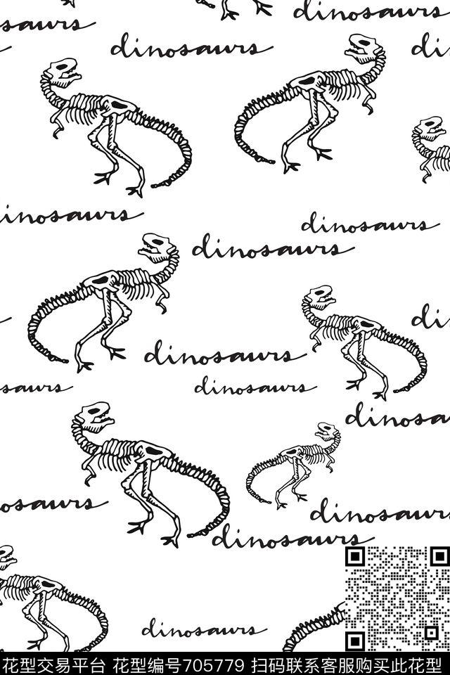 英文动物恐龙传统印花华亿平台下载（图片编号: 705779） - 瓦栏（Walan）