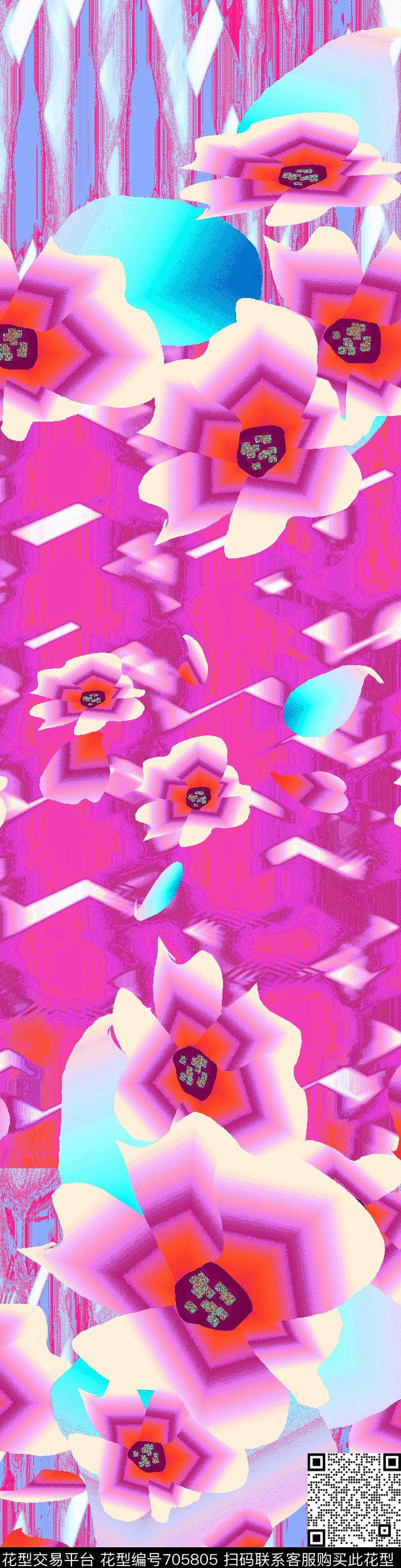 兰花花朵花卉数码印花华亿平台下载（图片编号: 705805） - 瓦栏（Walan）