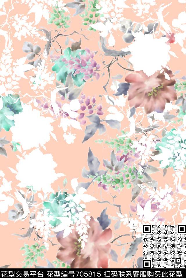 国画风景花卉水彩花卉花卉数码印花华亿平台下载（图片编号: 705815） - 瓦栏（Walan）