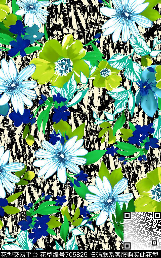 兰花花朵大花卉数码印花华亿平台下载（图片编号: 705825） - 瓦栏（Walan）